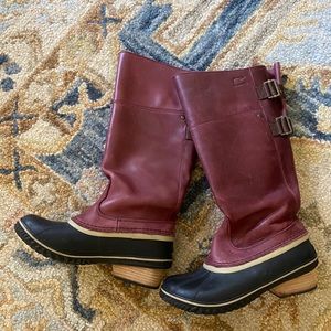 Sorel Slimpack riding boot tall tobacco red rain